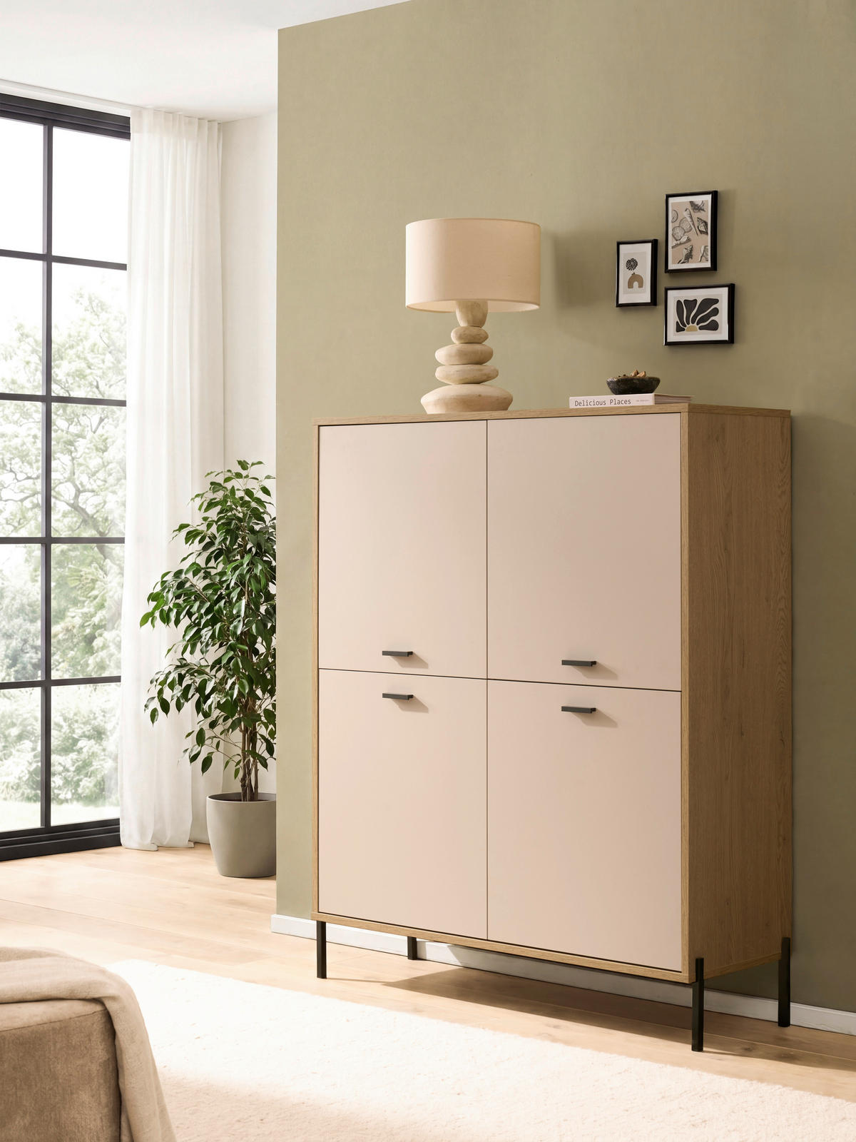 HIGHBOARD , 115/140/40 cm,  - Kaschmir/Eichefarben, Design, Holzwerkstoff/Metall (115/140/40cm) - MID.YOU