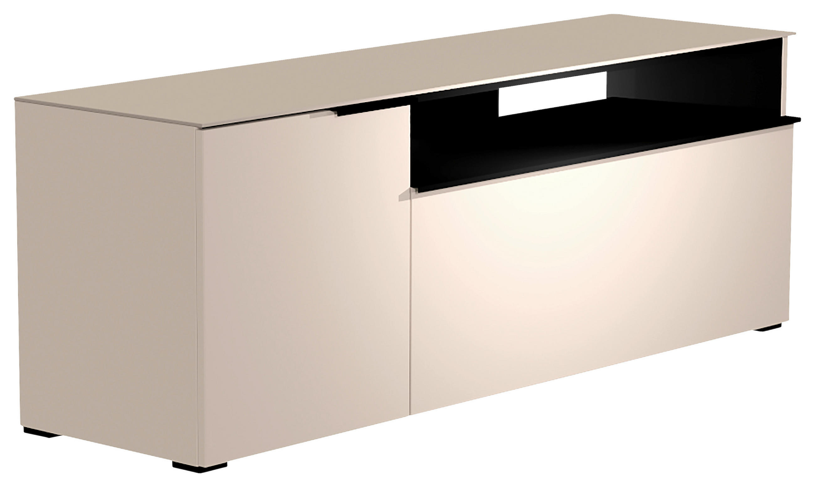 LOWBOARD  160/58/45 cm  - Sandfarben/Schwarz, Design, Glas/Holzwerkstoff (160/58/45cm) - Moderano
