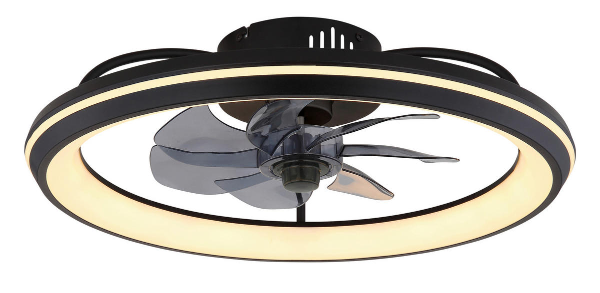DECKENVENTILATOR  50/14 cm    - Opal/Schwarz, Design, Kunststoff/Metall (50/14cm) - Globo