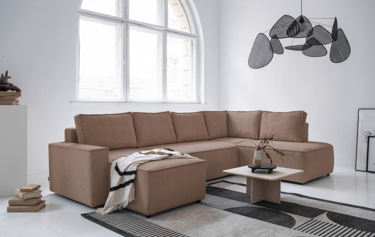 SJEDEĆA GARNITURA tekstil  taupe   - crna/taupe, Design, tekstil/plastika (156/322/194cm) - MID.YOU