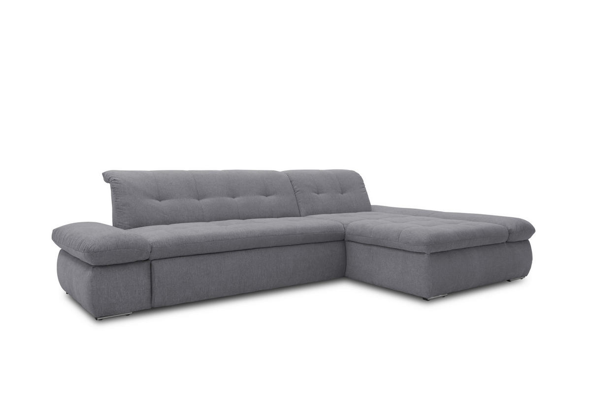 ECKSOFA Dunkelgrau Mikrofaser  - Chromfarben/Dunkelgrau, KONVENTIONELL, Textil/Metall (300/172cm) - MID.YOU