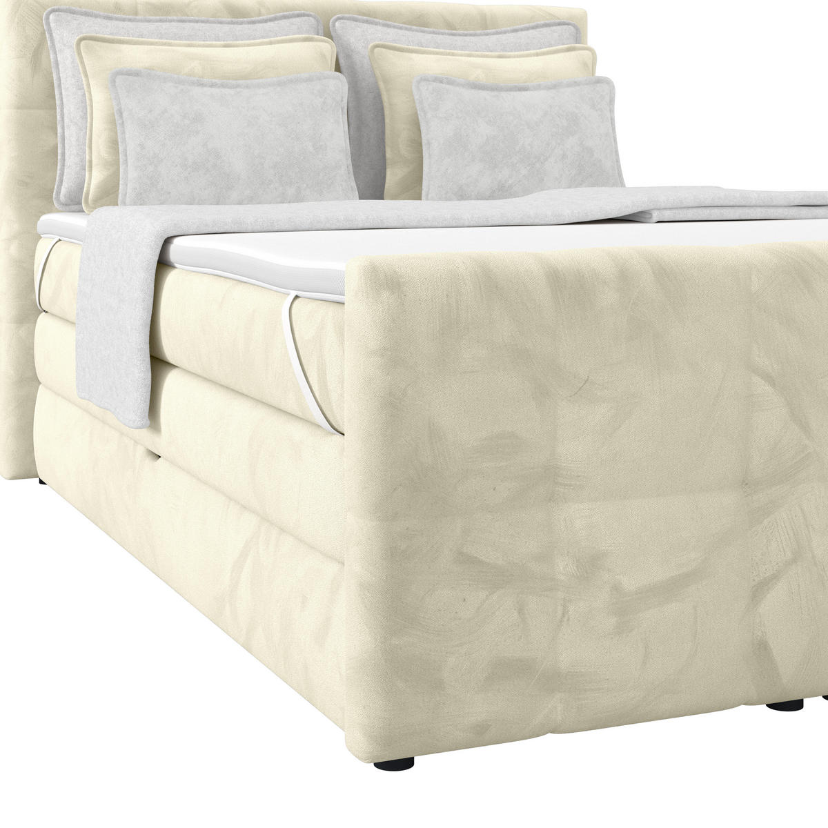BOXSPRINGBETT 140/200 cm,  in Champagner, gepolstertes Kopfteil, Bettkasten, Topper, Matratzen, H2 + H2 = mittel  - Champagner, KONVENTIONELL, Holz/Holzwerkstoff (140/200cm) - Luca Bessoni