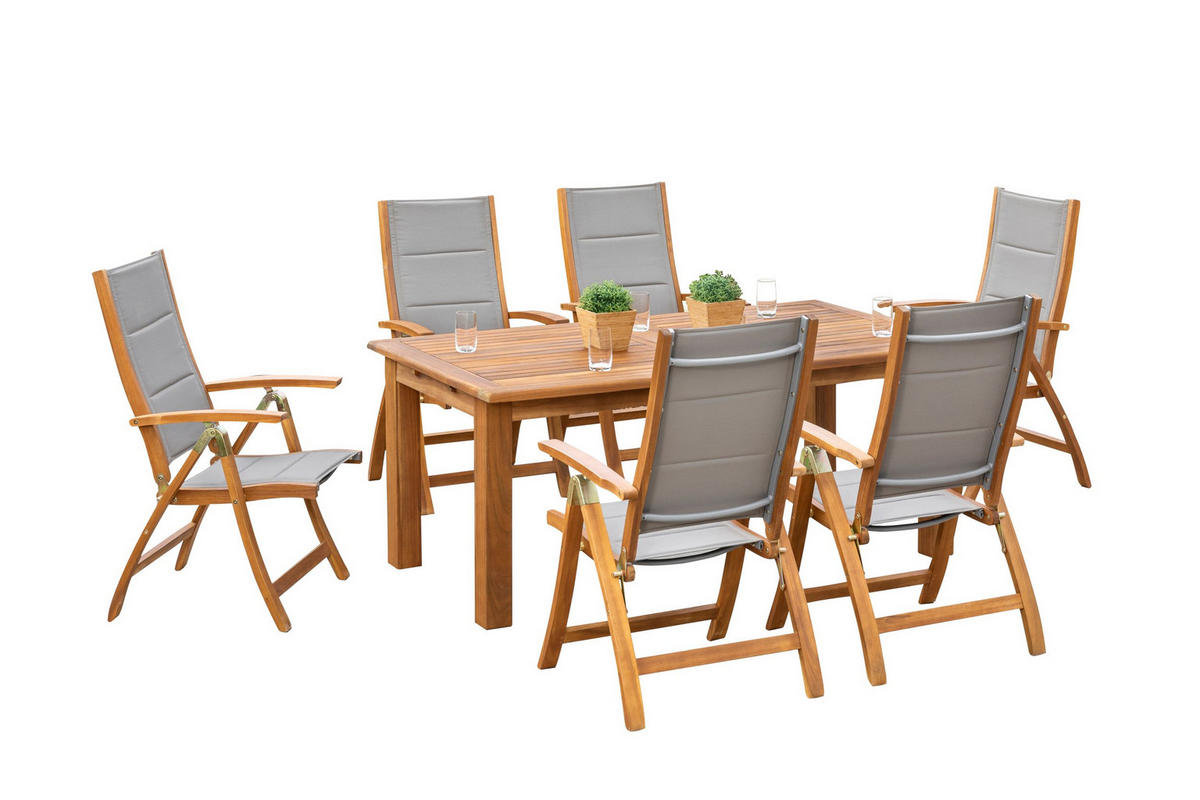 GARTENTISCHGRUPPE  - Grau/Akaziefarben, Basics, Holz/Textil - Gardenson