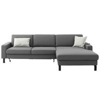 ECKSOFA Cord Grau  - Schwarz/Grau, Design, Textil/Metall (298/185cm) - Pure Home Lifestyle