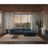 ECKSOFA HANNAH Blau Cord  - Blau/Schwarz, Design, Kunststoff/Textil (304/200cm) - MID.YOU