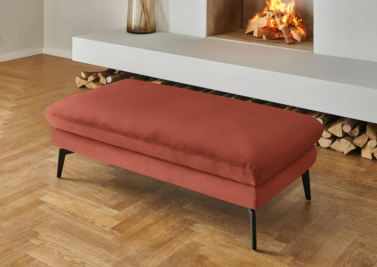 WOHNLANDSCHAFT Chenille, Flachgewebe Terracotta  - Terracotta/Schwarz, Design, Textil/Metall (180/344/208cm) - Dieter Knoll