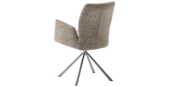 ARMLEHNSTUHL in Edelstahl Flachgewebe - Edelstahlfarben/Cappuccino, Design, Textil/Metall (60/87/61cm) - Novel