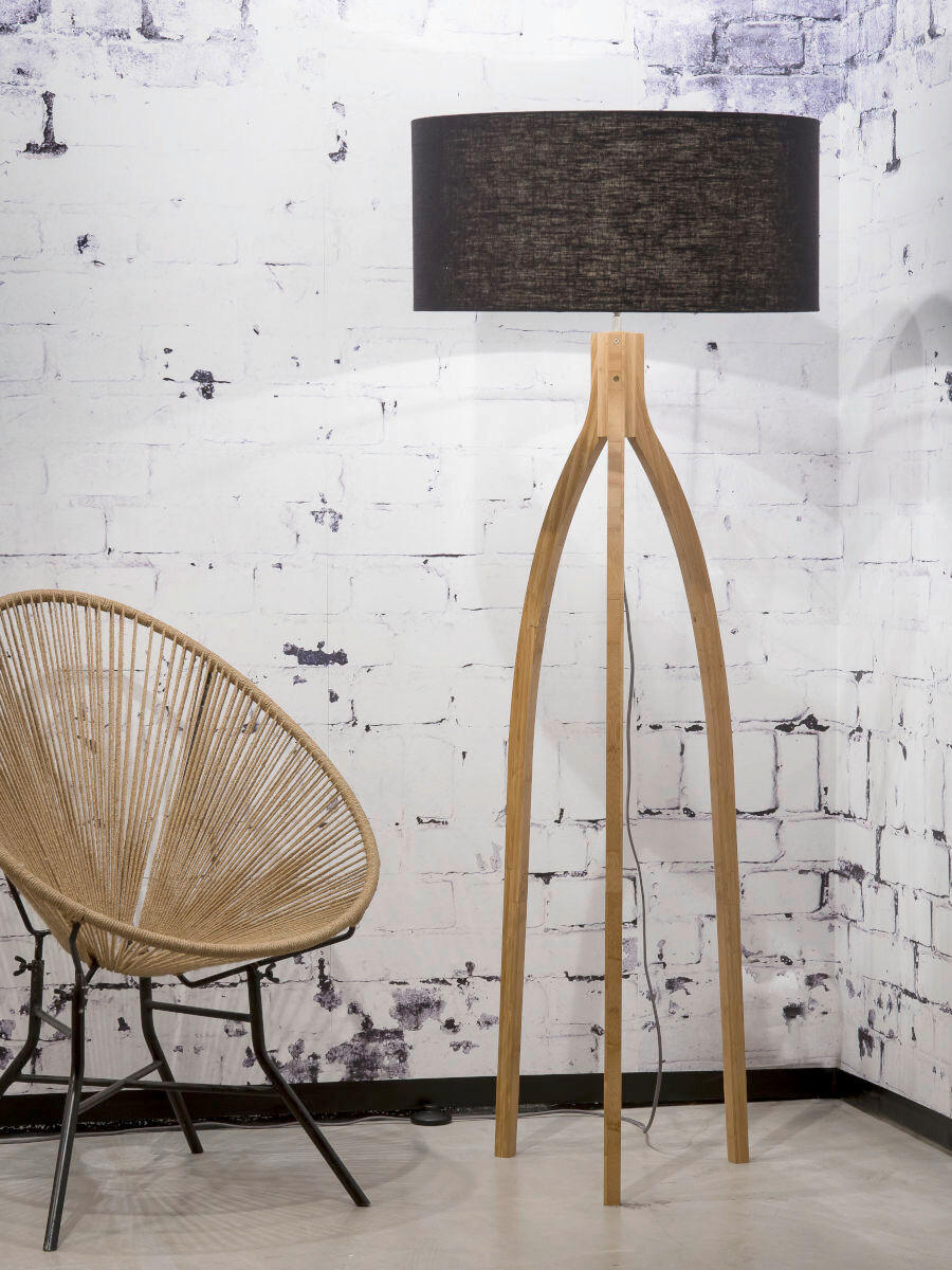 STOJACÍ LAMPA, 60/160 cm  - černá/přírodní barvy, Trend, dřevo/textil (60/160cm) - Good & Mojo