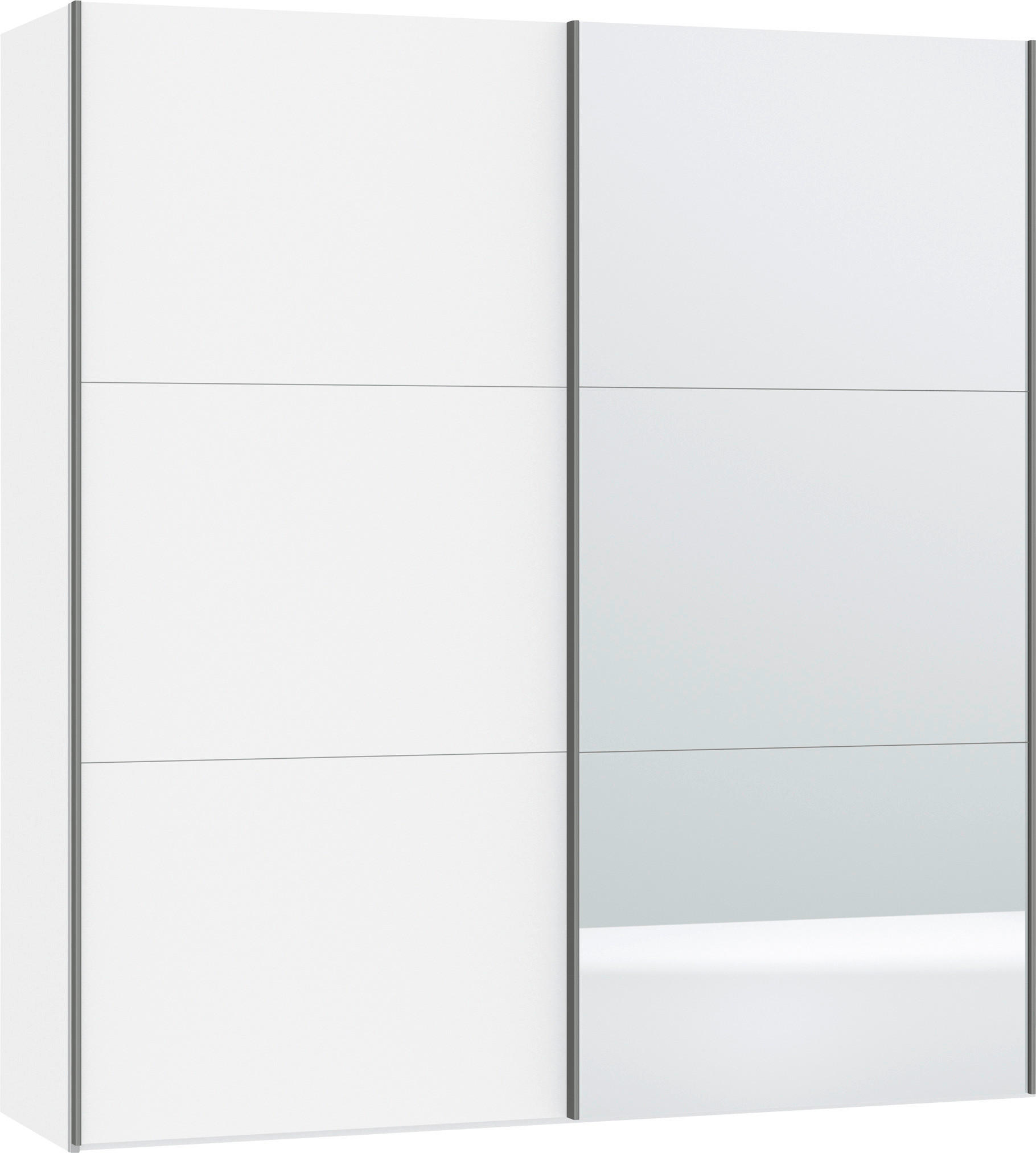 SCHWEBETÜRENSCHRANK 2-türig Weiß, Weiß Hochglanz  - Weiß Hochglanz/Silberfarben, Design, Glas/Holzwerkstoff (202/220/65cm) - Jutzler