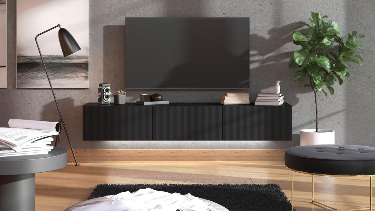 STOJAN NA TV, čierna, 192/32/42 cm - čierna, Basics, kompozitné drevo (192/32/42cm) - Xora