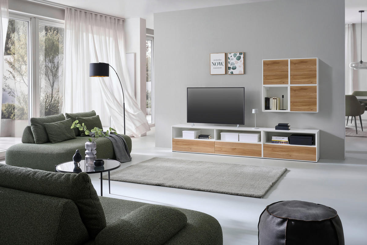 TV-ELEMENT 179,1/52/40 cm Weiß  179,1/52/40 cm  - Weiß, Design, Holzwerkstoff (179,1/52/40cm) - home24
