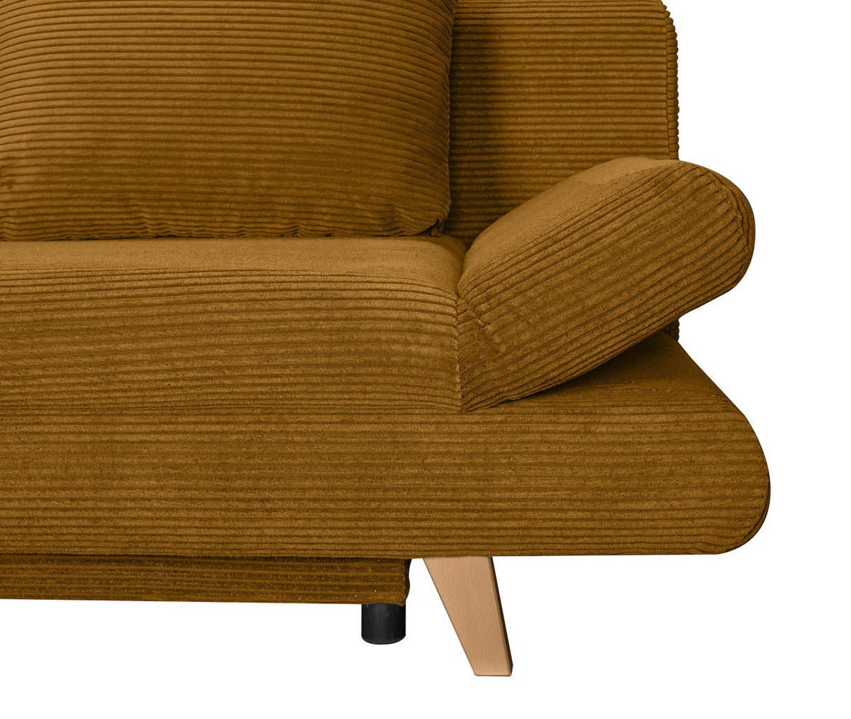 SCHLAFSOFA  mit Schlafen auf Sitzhöhe, haustierfreundlicher Bezug Cord Currygelb  - Currygelb/Buchefarben, KONVENTIONELL, Holz/Textil (200/75/85cm) - Carryhome