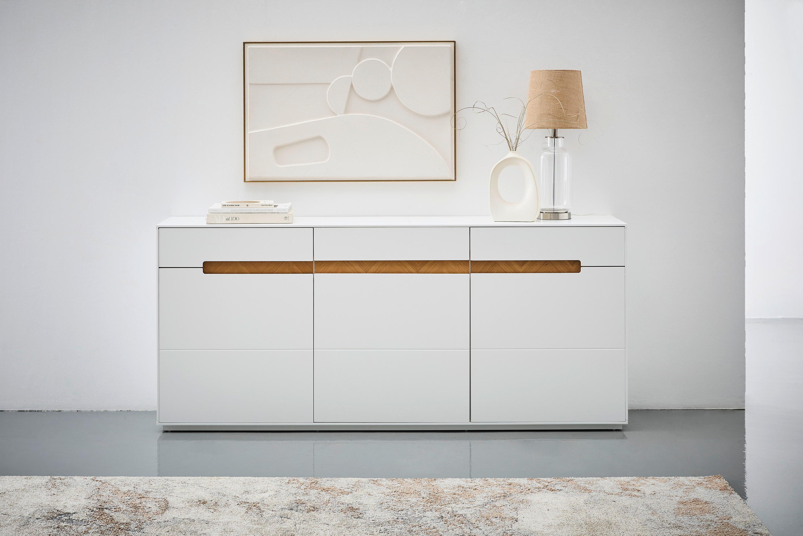 SIDEBOARD 183/82/40 cm  in Weiß, Eichefarben  - Eichefarben/Weiß, Design, Holzwerkstoff (183/82/40cm) - MID.YOU