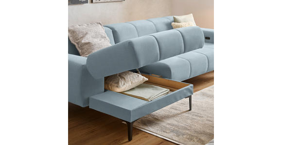 ECKSOFA in Chenille Pastellblau 167/311 cm - Pastellblau/Schwarz, Design, Textil/Metall (167/311cm) - Xora