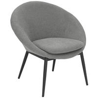 SESSEL in Bouclé Grau  - Schwarz/Grau, Design, Textil/Metall (77/77/64cm) - P & B