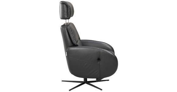 RELAXSESSEL Itala Echtleder Relaxfunktion, Kopfteilverstellung, Rücken echt    - Schwarz, Design, Leder (71/110/80cm) - Novel