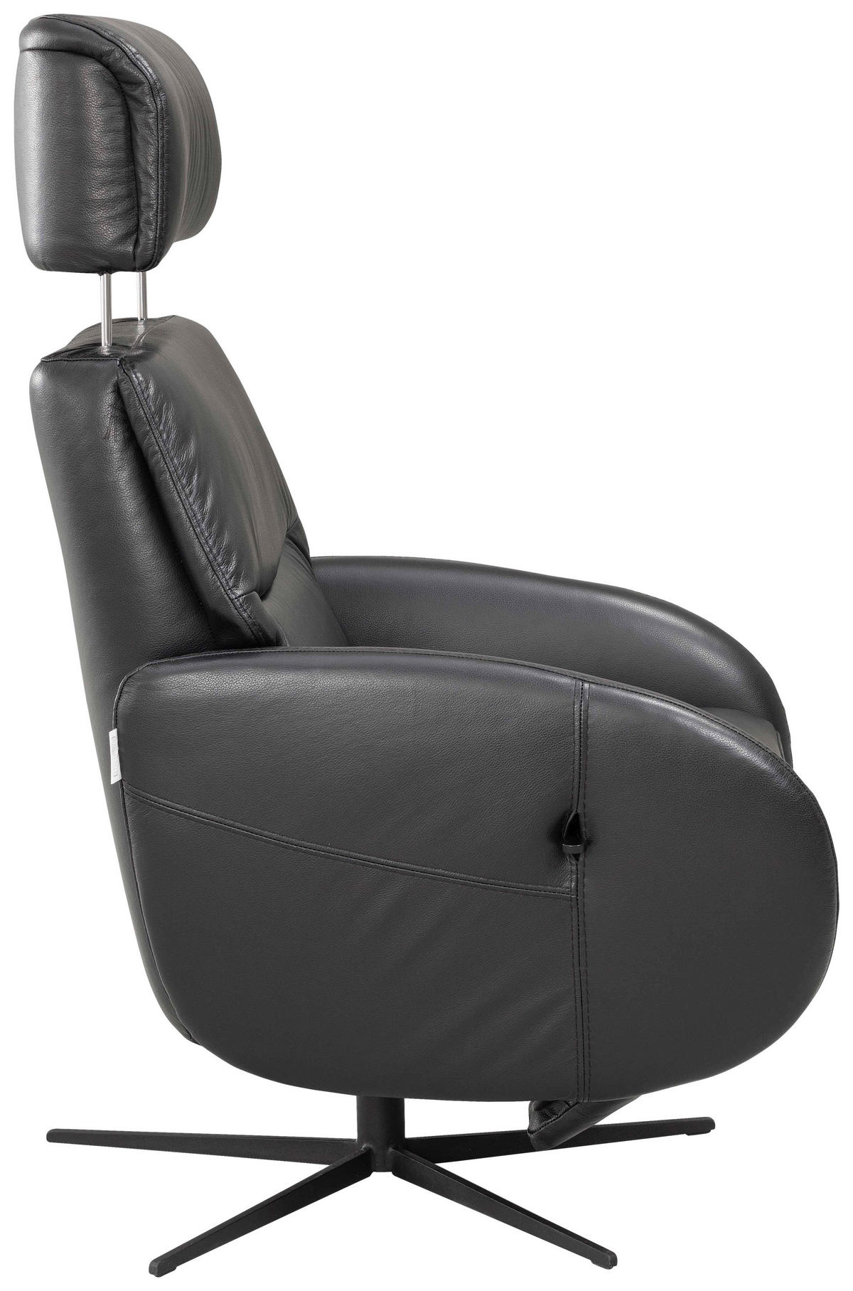 RELAXSESSEL Itala Echtleder Relaxfunktion, Kopfteilverstellung, Rücken echt    - Schwarz, Design, Leder (71/110/80cm) - Novel