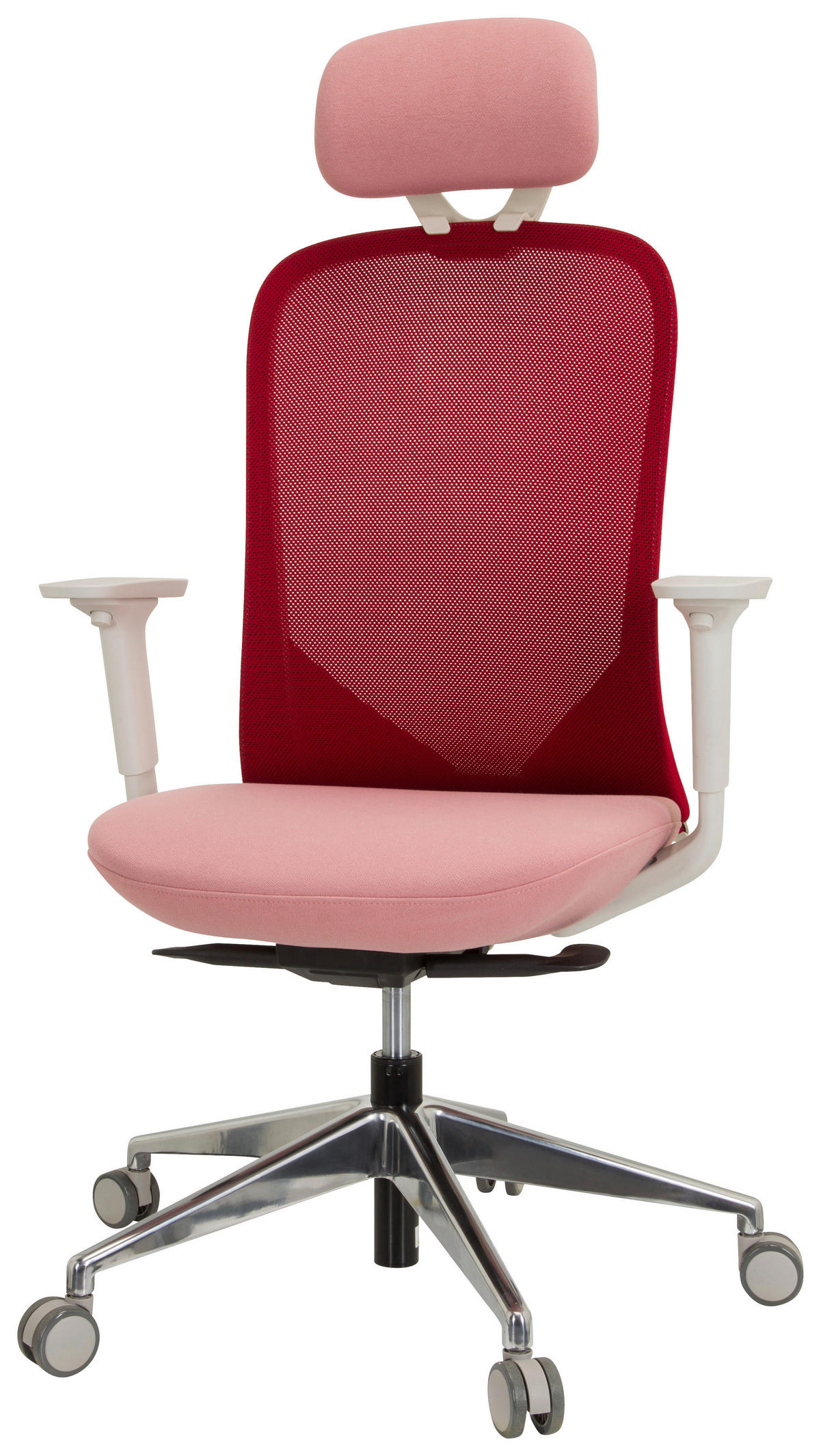 OTOČNÁ ŽIDLE, síťovina, plochá tkanina, růžová, bílá - bílá/růžová, Moderní, kov/textil (68/130/60cm) - MID.YOU