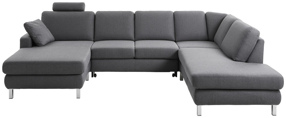 WOHNLANDSCHAFT Dunkelgrau Flachgewebe  - Chromfarben/Dunkelgrau, Design, Textil (165/313/219cm) - Musterring