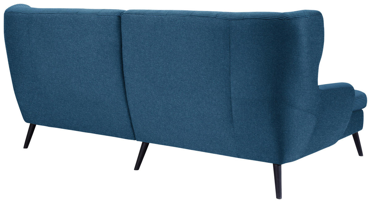 ECKSOFA in Cord Blau  - Blau/Schwarz, Design, Holz/Textil (165/237cm) - Stylife