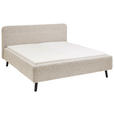 POLSTERBETT gepolstertes Kopfteil, Lattenrost, Bettkasten Beige 120/200 cm  - Birkefarben/Beige, Design, Holz/Textil (120/200cm) - Xora