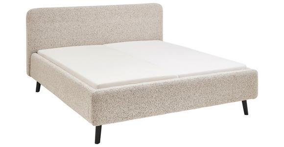 POLSTERBETT gepolstertes Kopfteil, Lattenrost, Bettkasten Beige 120/200 cm  - Birkefarben/Beige, Design, Holz/Textil (120/200cm) - Xora
