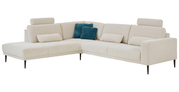 ECKSOFA Dieter Knoll Beige Chenille  - Beige/Schwarz, Design, Textil/Metall (254/303cm) - Dieter Knoll