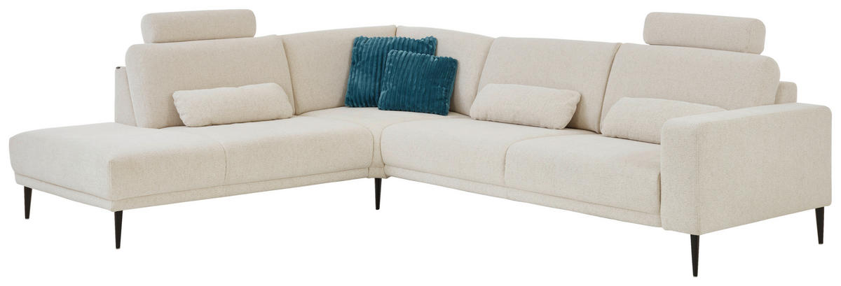 ECKSOFA Dieter Knoll Beige Chenille  - Beige/Schwarz, Design, Textil/Metall (254/303cm) - Dieter Knoll