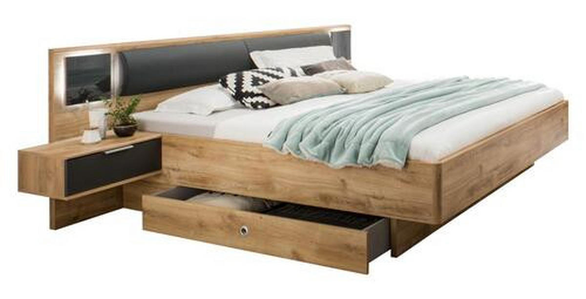 KREVET 180/200 cm     boja hrasta  - boja hrasta, Dizajnerski, pločasti materijal (180/200cm) - Xora