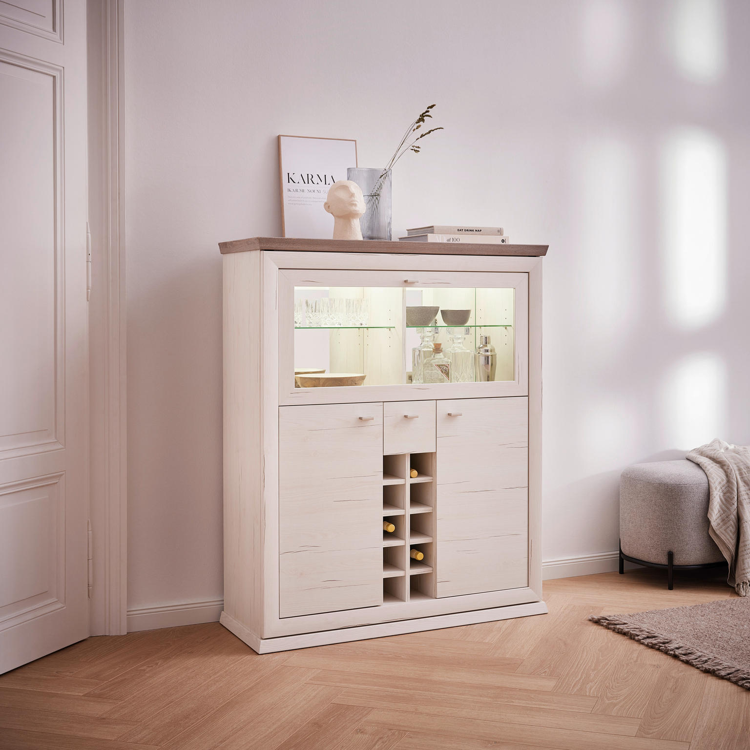 BARSCHRANK Grau, Weiß - Einrichtungsbeispiel