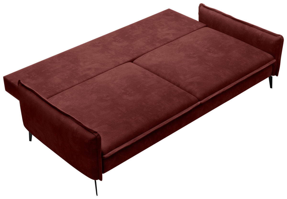 SCHLAFSOFA Chenille Rot  - Rot/Schwarz, KONVENTIONELL, Textil/Metall (223/89/107cm) - Carryhome