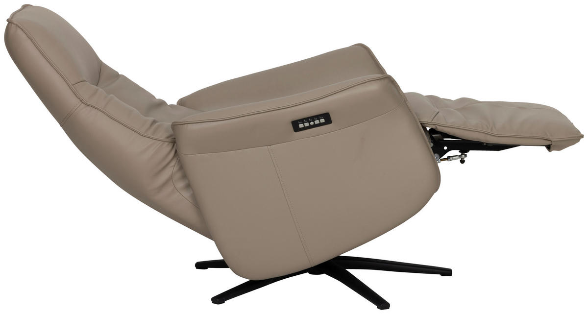 RELAXSESSEL Lederlook Echtleder    - Schwarz/Grau, Design, Leder/Holz (79/110/83cm) - Livetastic