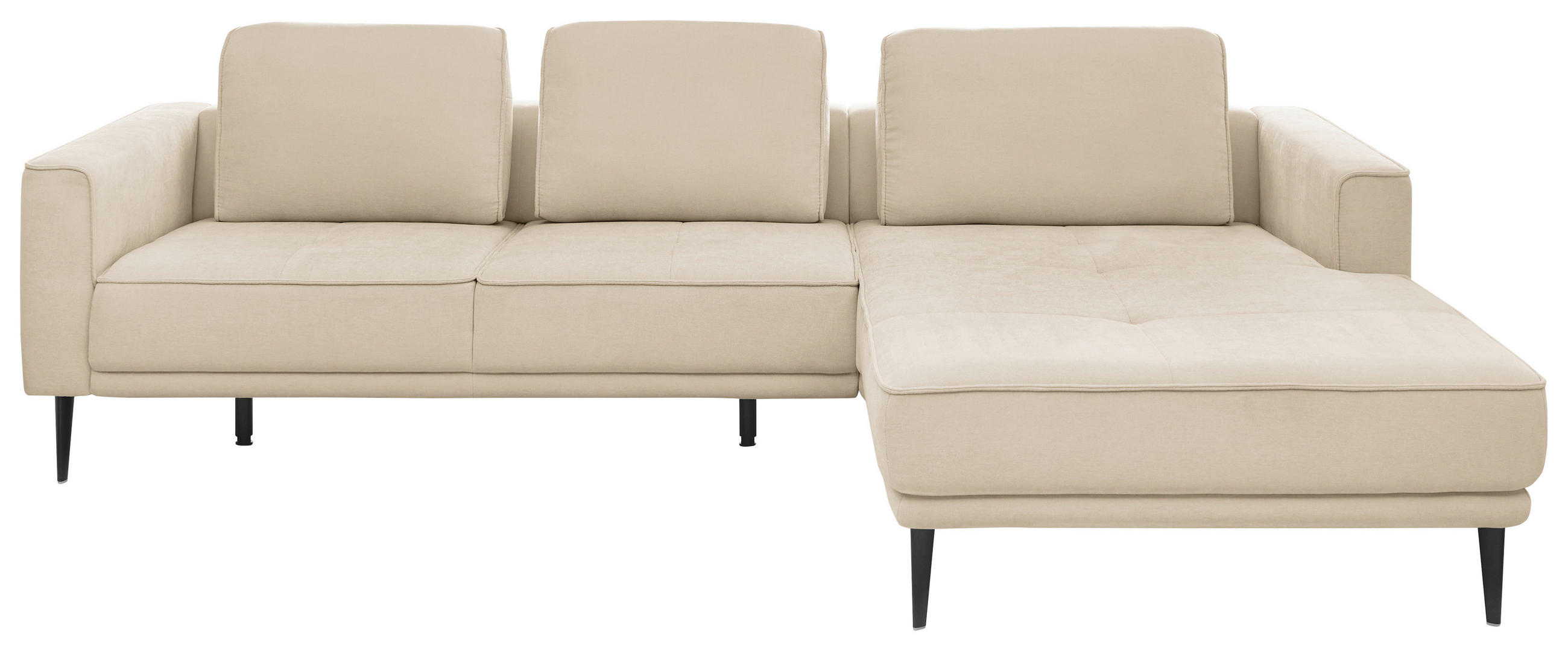 ECKSOFA Naturfarben Flachgewebe  - Schwarz/Naturfarben, KONVENTIONELL, Textil/Metall (279/193cm) - SetOne by Musterring