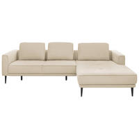 ECKSOFA Naturfarben Flachgewebe  - Schwarz/Naturfarben, KONVENTIONELL, Textil/Metall (279/193cm) - SetOne by Musterring