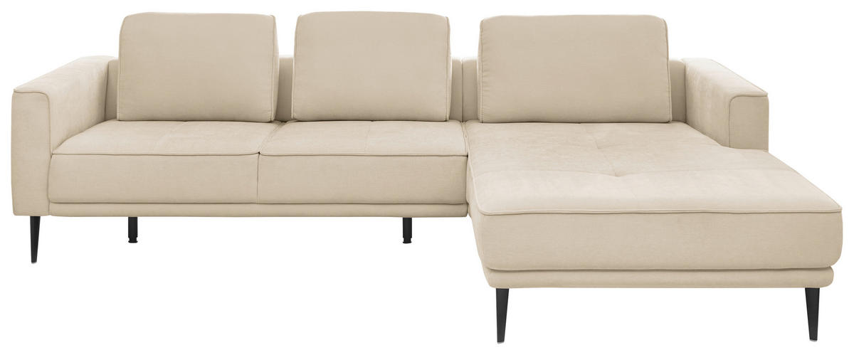 ECKSOFA Naturfarben Flachgewebe  - Schwarz/Naturfarben, KONVENTIONELL, Textil/Metall (279/193cm) - SetOne by Musterring