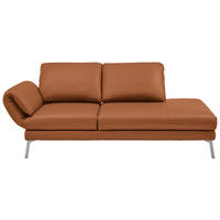 RÉCAMIERE  in Echtleder Cognac  - Chromfarben/Cognac, Design, Leder/Metall (209/85-109/95-16cm) - Dieter Knoll
