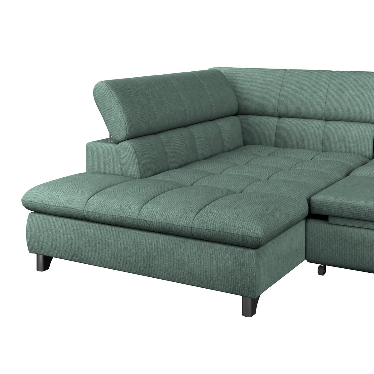 ECKSOFA Dunkelgrün Chenille  - Chromfarben/Dunkelgrün, KONVENTIONELL, Textil/Metall (234/312cm) - Livetastic