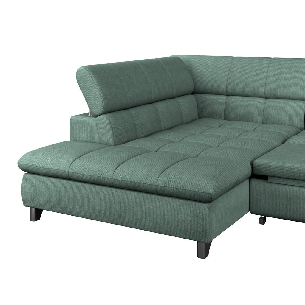 Thumbnail - Livetastic Ecksofa, Dunkelgrün, Textil, 4-Sitzer, Ottomane links, L-Form, 312x234 cm, Typenauswahl, Stoffauswahl, seiten...