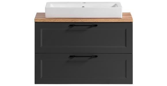 WASCHTISCHKOMBI 80 cm - Eiche Wotan/Schwarz, ROMANTIK / LANDHAUS, Keramik/Holzwerkstoff (80cm) - Xora