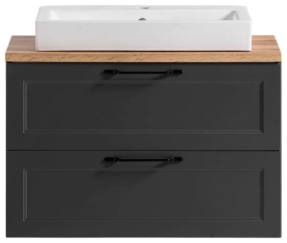 WASCHTISCHKOMBI 80 cm  - Eiche Wotan/Schwarz, ROMANTIK / LANDHAUS, Keramik/Holzwerkstoff (80cm) - Xora