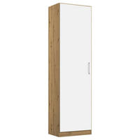 DREHTÜRENSCHRANK 47/197/54 cm 1-türig Eiche Artisan, Weiß Hochglanz  - Chromfarben/Weiß Hochglanz, MODERN, Holzwerkstoff/Kunststoff (47/197/54cm) - Rauch Möbel