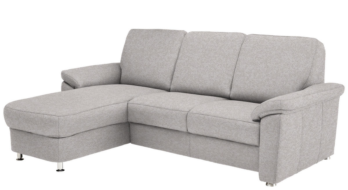 ECKSOFA in Flachgewebe Hellgrau  - Chromfarben/Hellgrau, Konventionell, Textil/Metall (163/250cm) - Beldomo System