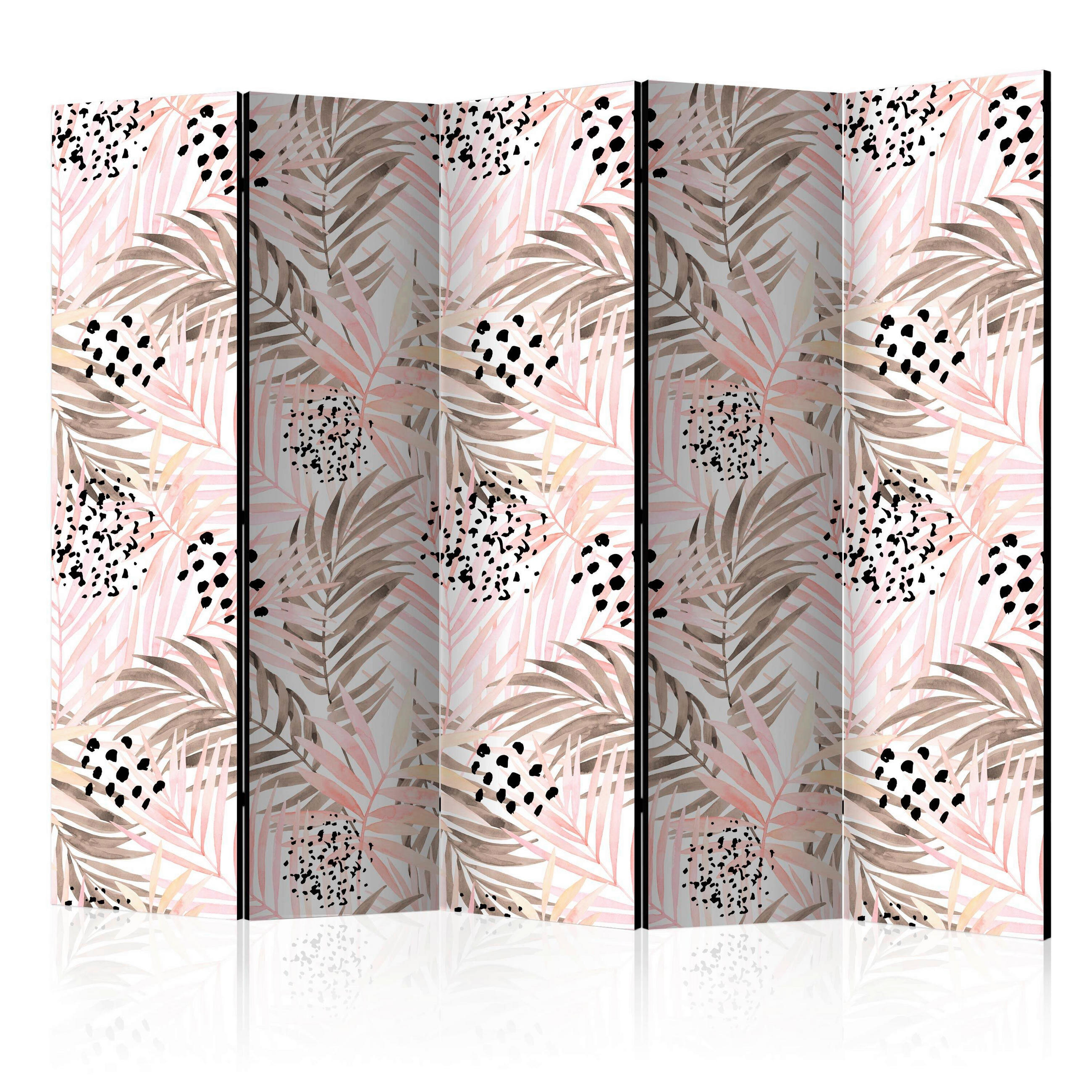 PARAVENT mit 5  Flügel - Pink/Weiß, Basics, Holz/Textil (225/172/3cm) - artgeist
