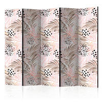 PARAVENT mit 5  Flügel - Pink/Weiß, Basics, Holz/Textil (225/172/3cm) - artgeist