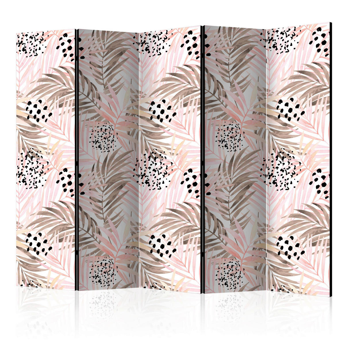 PARAVENT mit 5  Flügel - Pink/Weiß, Basics, Holz/Textil (225/172/3cm) - artgeist