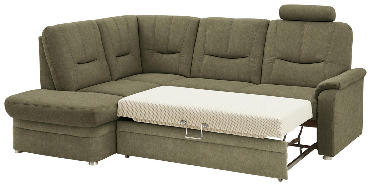 ECKSOFA Chenille Grün  - Schwarz/Grün, Konventionell, Kunststoff/Textil (185/235cm) - Beldomo Comfort