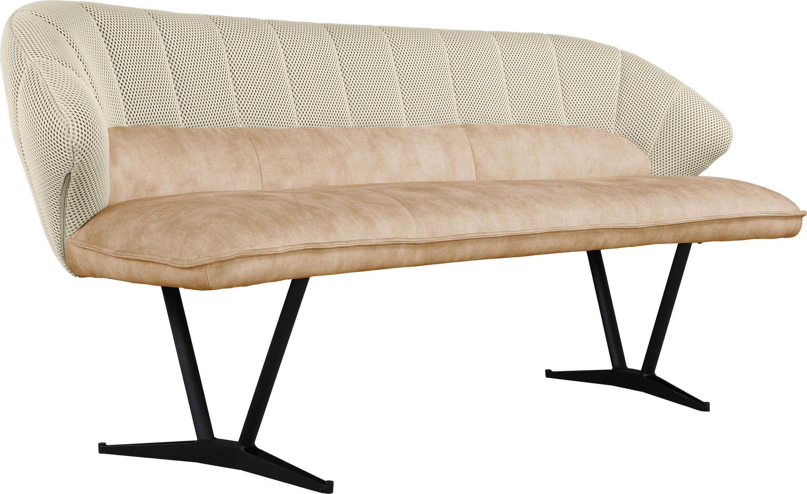 SITTBÄNK i metall, textil beige  - beige/svart, Design, metall/textil (182/84,5/75cm) - Novel