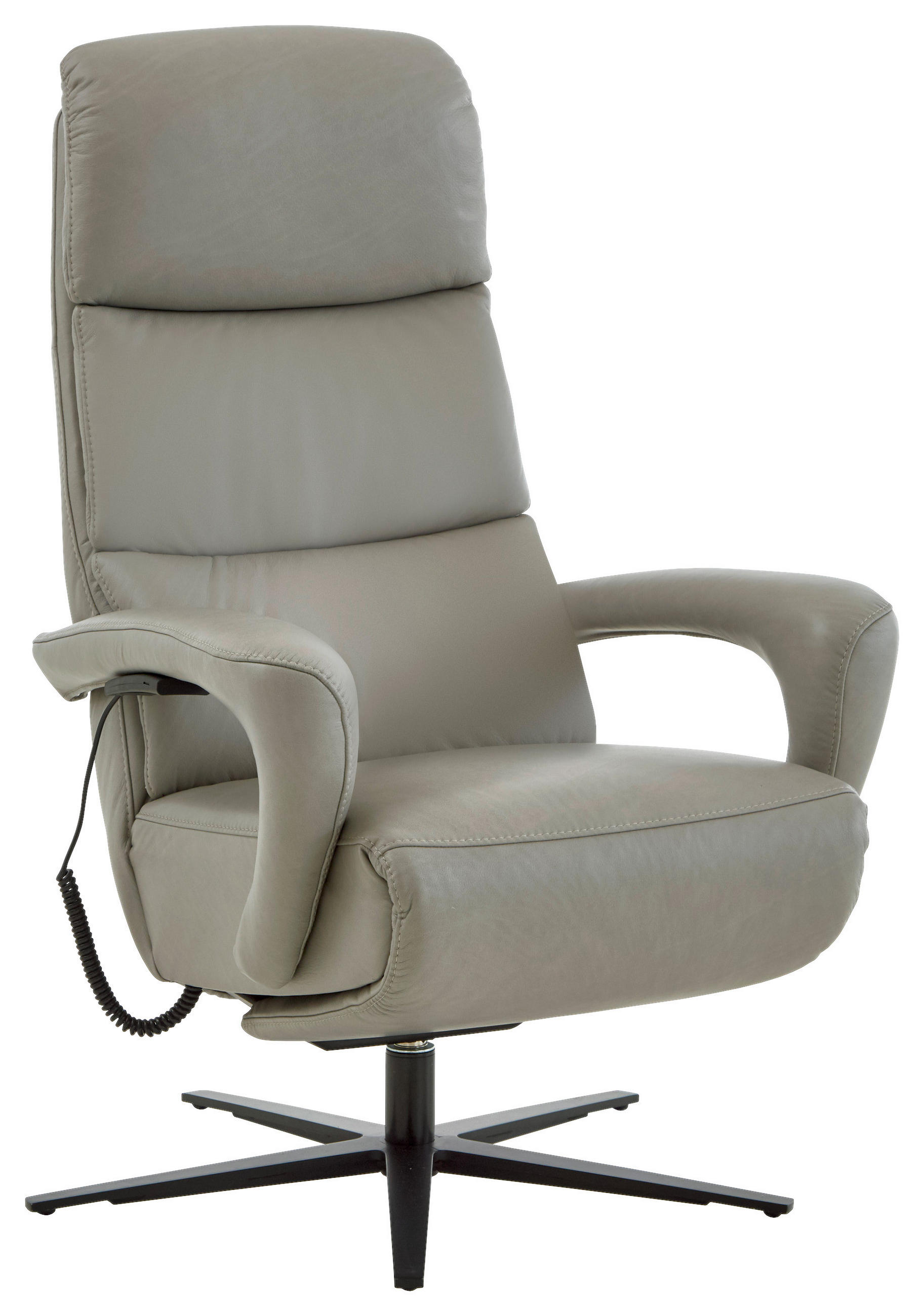 RELAXSESSEL Leder Greige  - Greige/Schwarz, Design, Leder/Metall (76/110/86cm) - Dieter Knoll