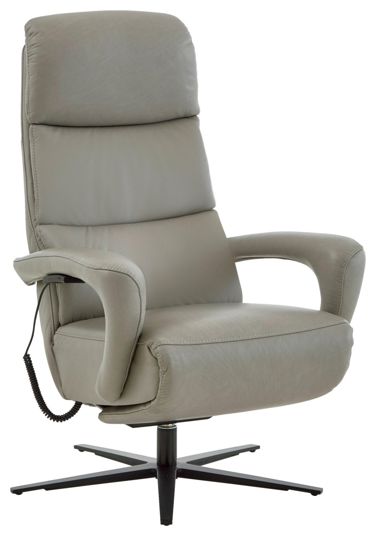 RELAXSESSEL in Leder Greige  - Greige/Schwarz, Design, Leder/Metall (76/110/86cm) - Dieter Knoll