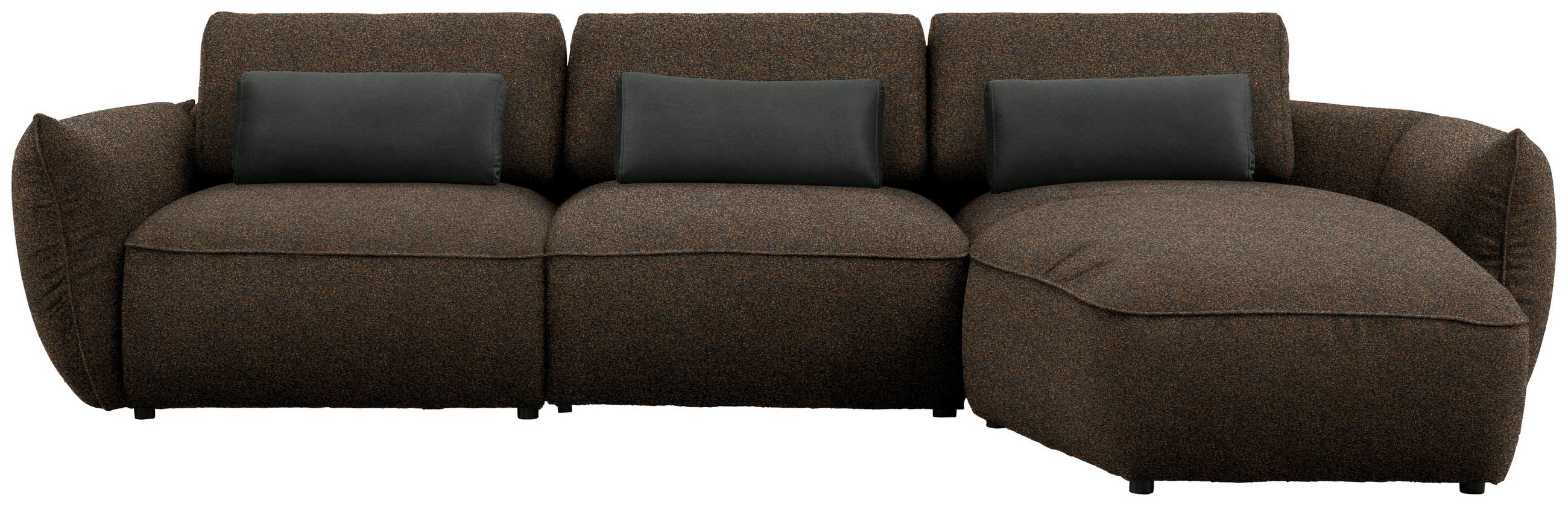 ECKSOFA Chenille Braun, Grün  - Schwarz/Braun, Design, Kunststoff/Textil (340/190cm) - Belluti